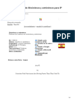 Ejercicio Online de Sinónimos y Antónimos para 5º Primaria PDF
