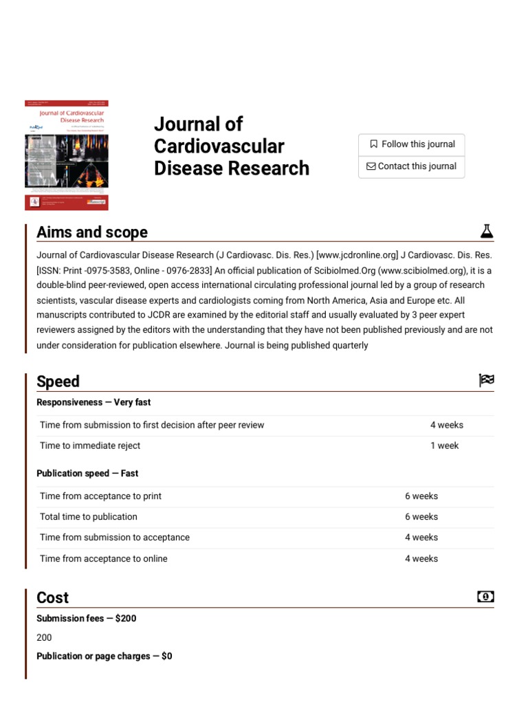 JournalGuide - Journal of Cardiovascular Disease Research | PDF