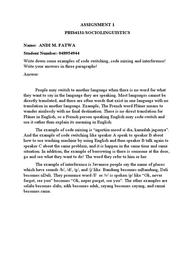 Sociolinguistics - Assignment 1 | PDF