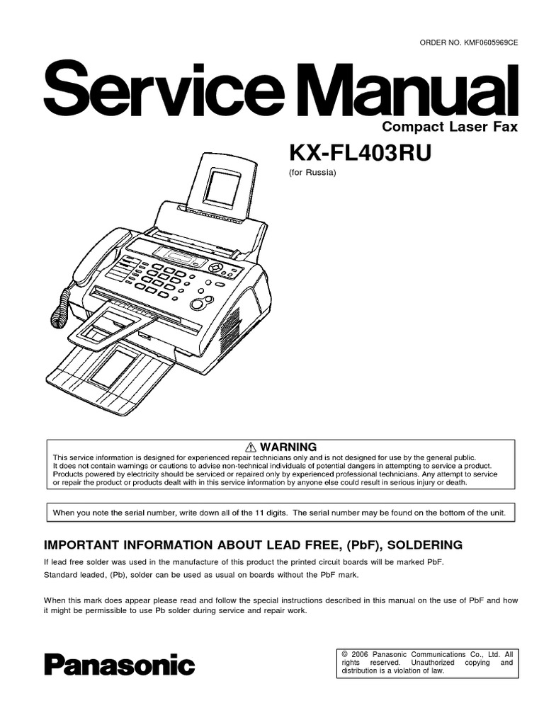 PANASONIC KX-FL403RU_printservis.com.ua.pdf | PDF | Manufactured Goods ...