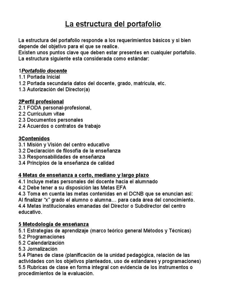 Estructura Del Portafolio Docente | PDF