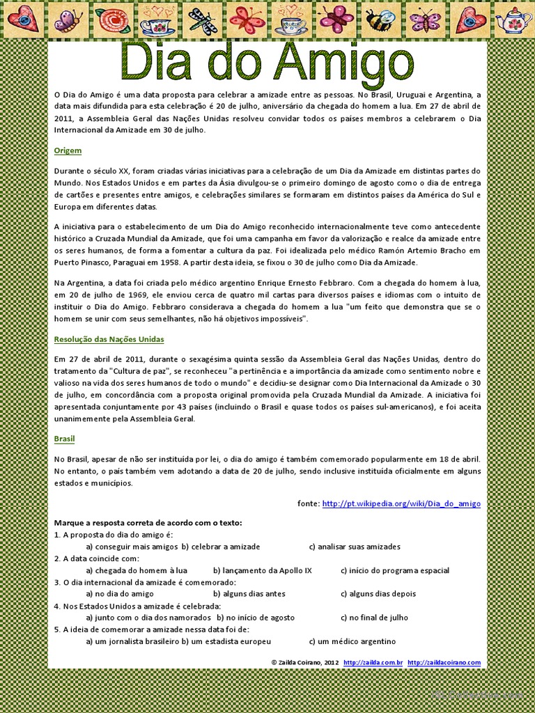 Dia Do Amigo PDF | PDF
