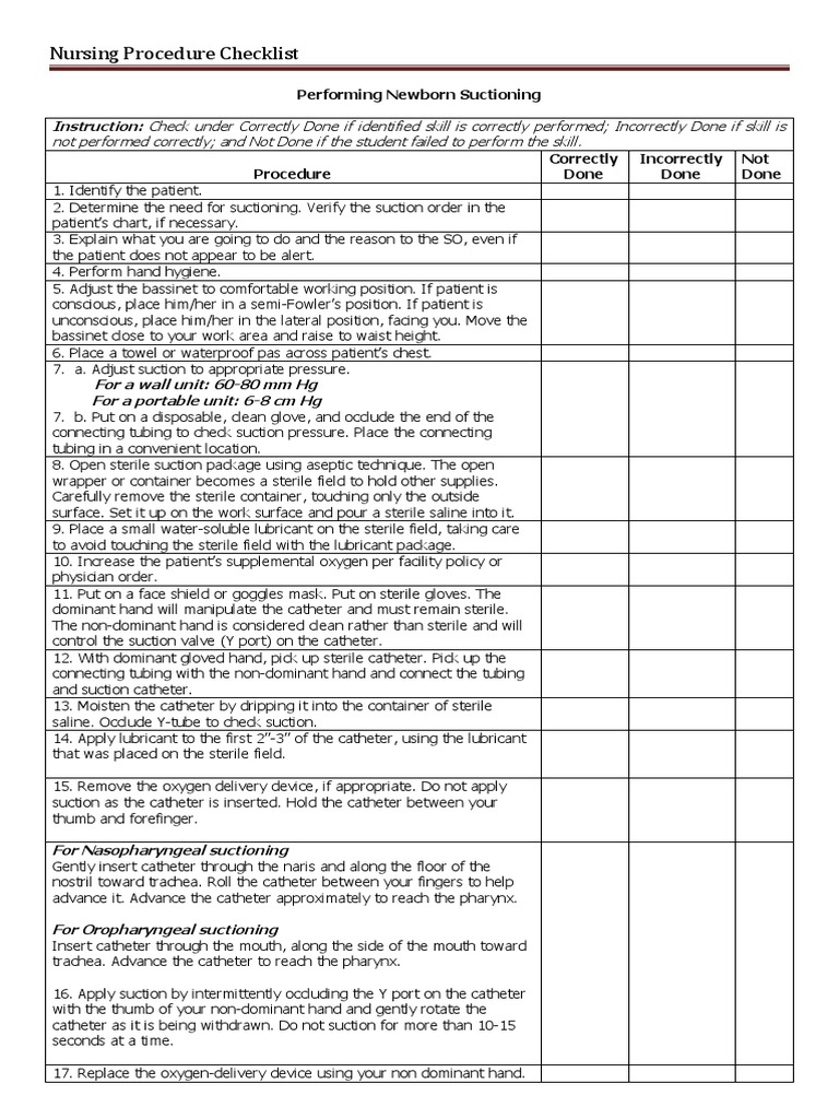 NB Suctioning Checklist Latest PDF PDF