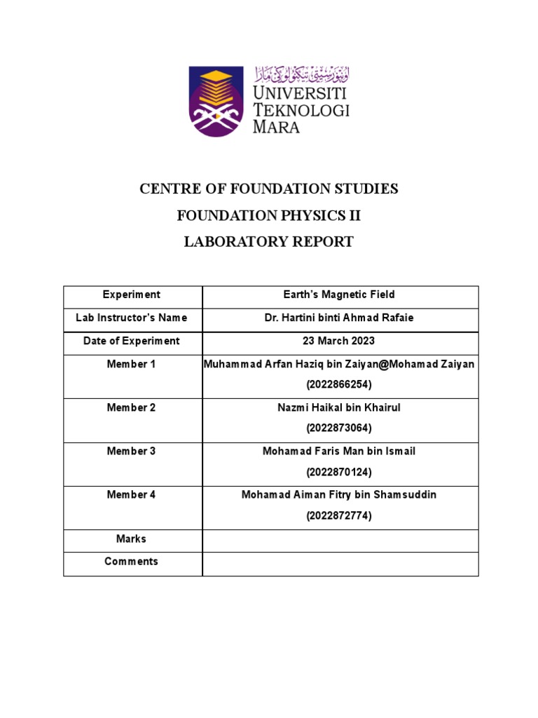 Earth Field Lab Report PDF PDF