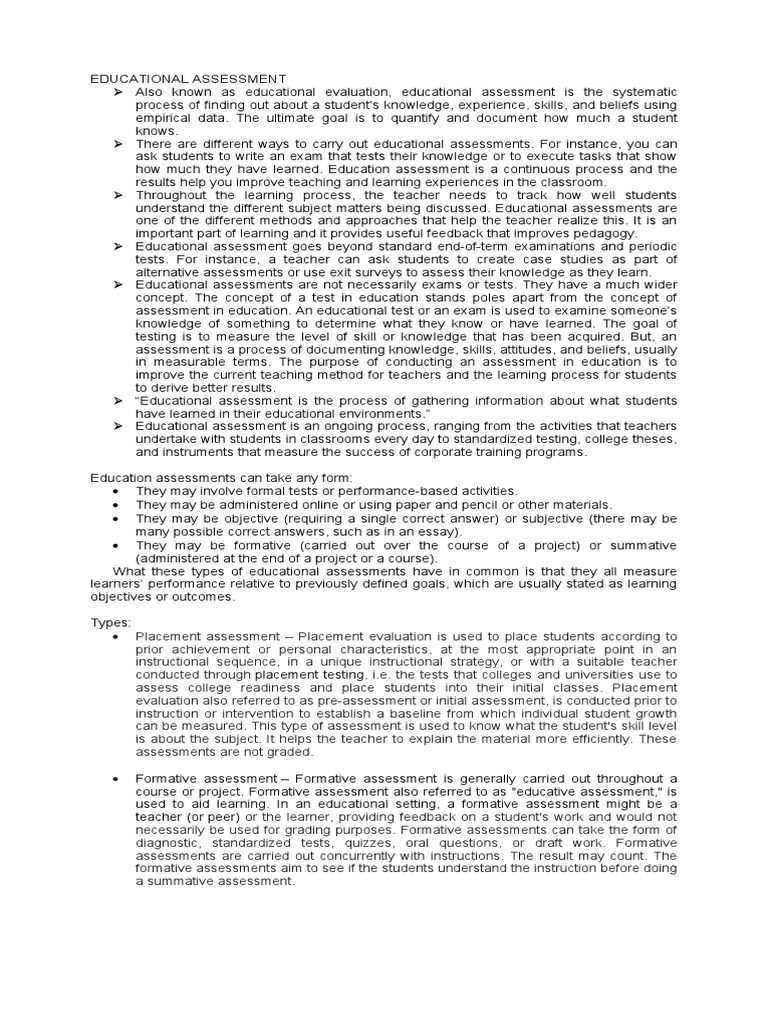 Educational Assessment | PDF