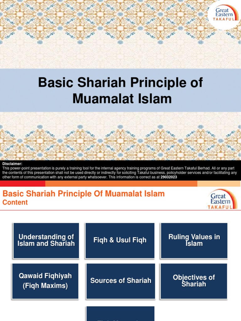2023 E-Learning - Basic Shariah Principle of Muamalat Islam PDF | PDF