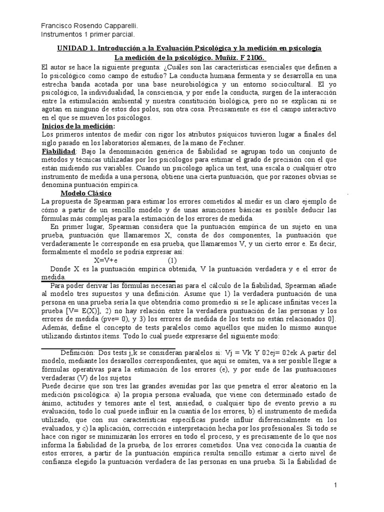 UNIDAD 1. Introducción A La Evaluación Psicológica y La Medición en ...