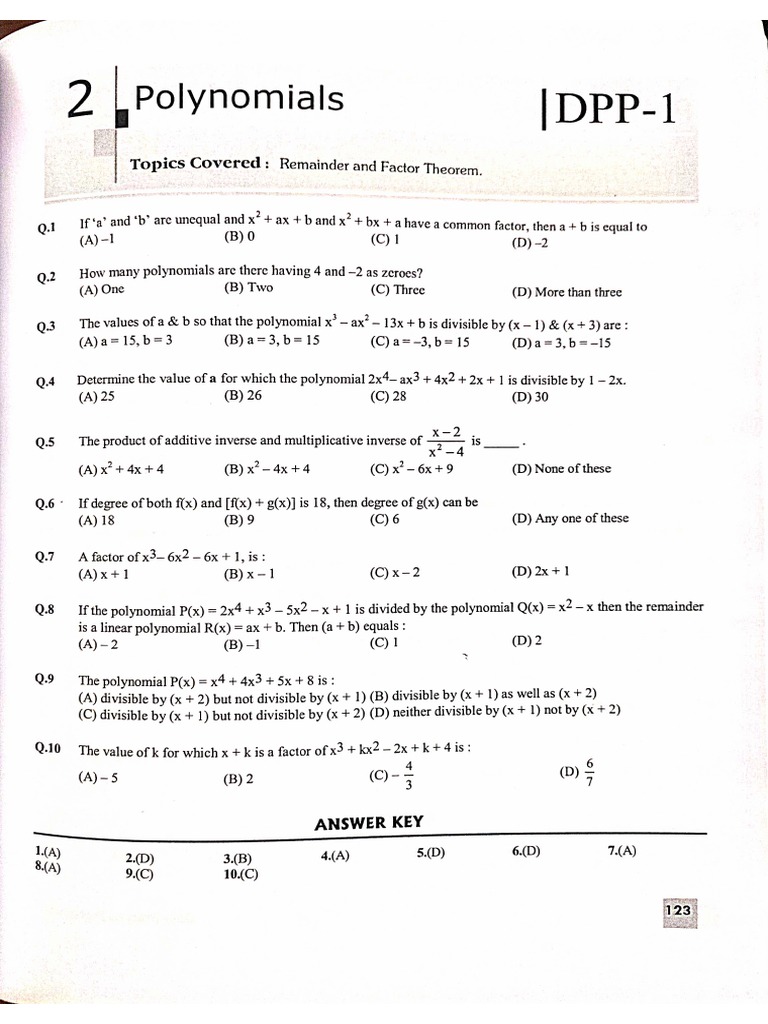 Polynomial Worksheet 1 PDF | PDF