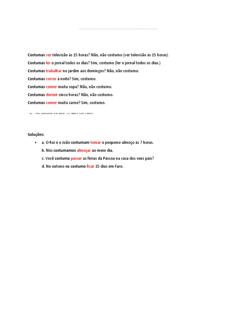 Costumar + Infinitivo | PDF