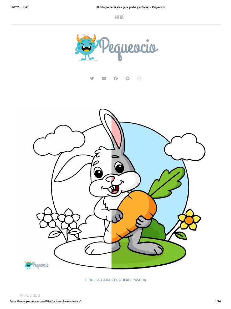 30 Dibujos de Pascua para Pintar y Colorear - Pequeocio PDF