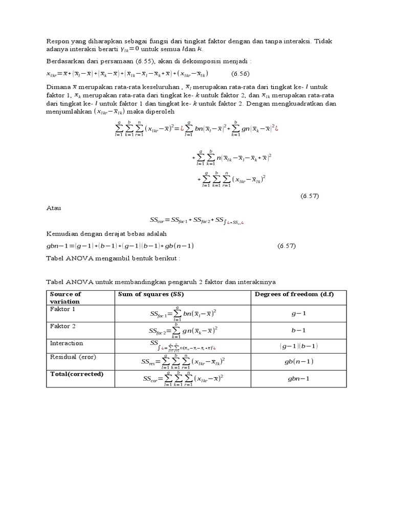 Analisis ANOVA Dua Faktor dan Interaksi | PDF
