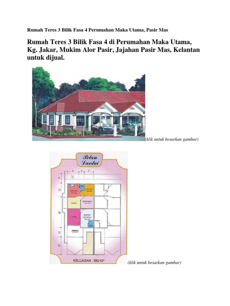 Rumah Teres 3 Bilik Fasa 4 Perumahan Maka Utama