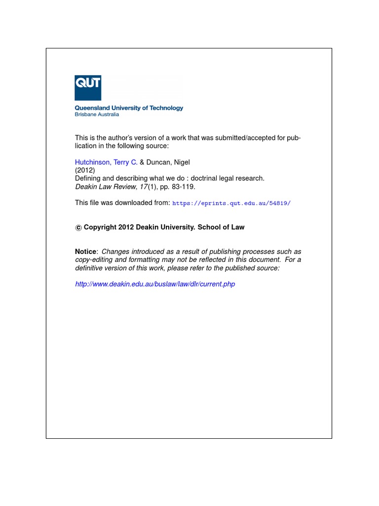 Doctrinal Legal Research PDF Thesis Methodology
