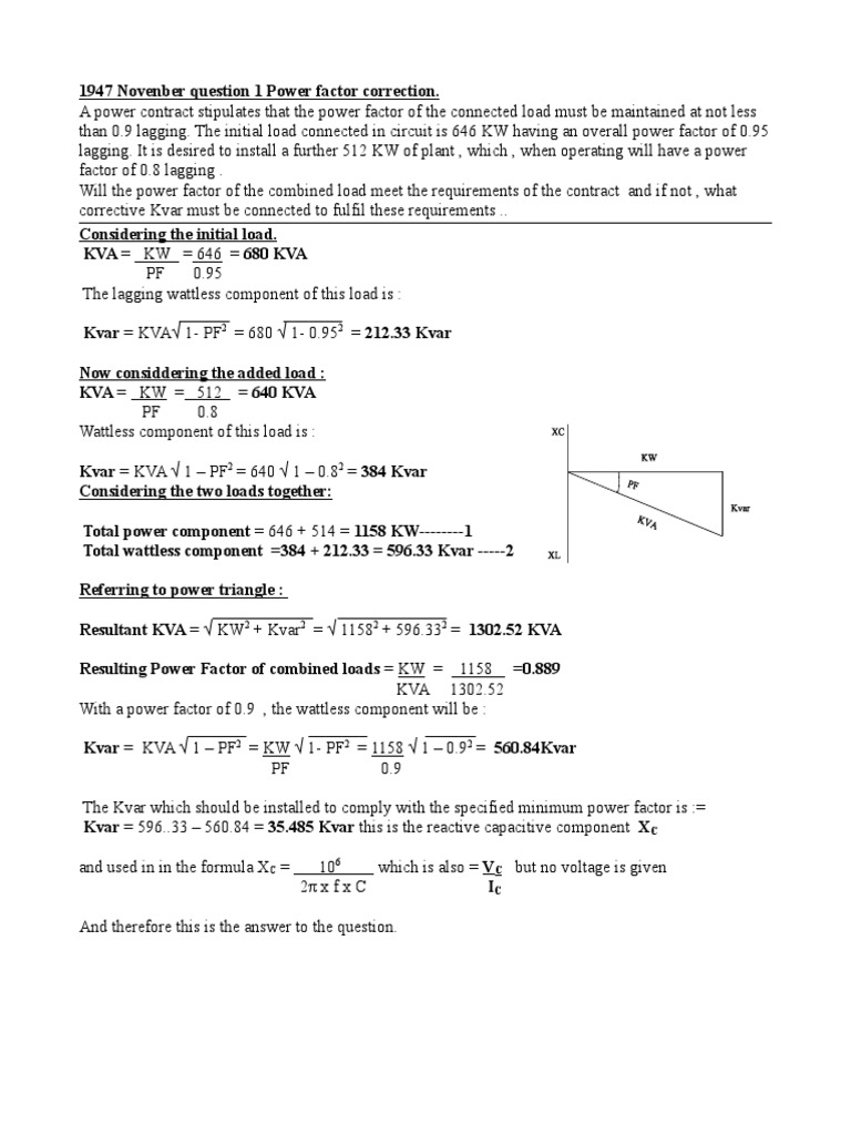 1947 November Question1 Power Factor Correction PDF