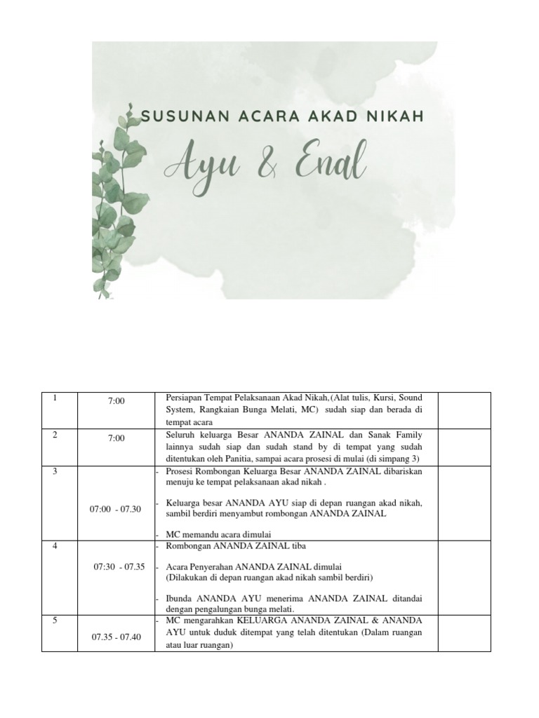 Susunan Acara Akad nikah new | PDF