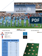 Relatório de Jogo SD EIBAR VS CELTA DE VIGO 1-1. Liga BBVA