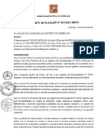 Decreto #001-2021 Disponer El Izamiento Del Pabellon Nacional