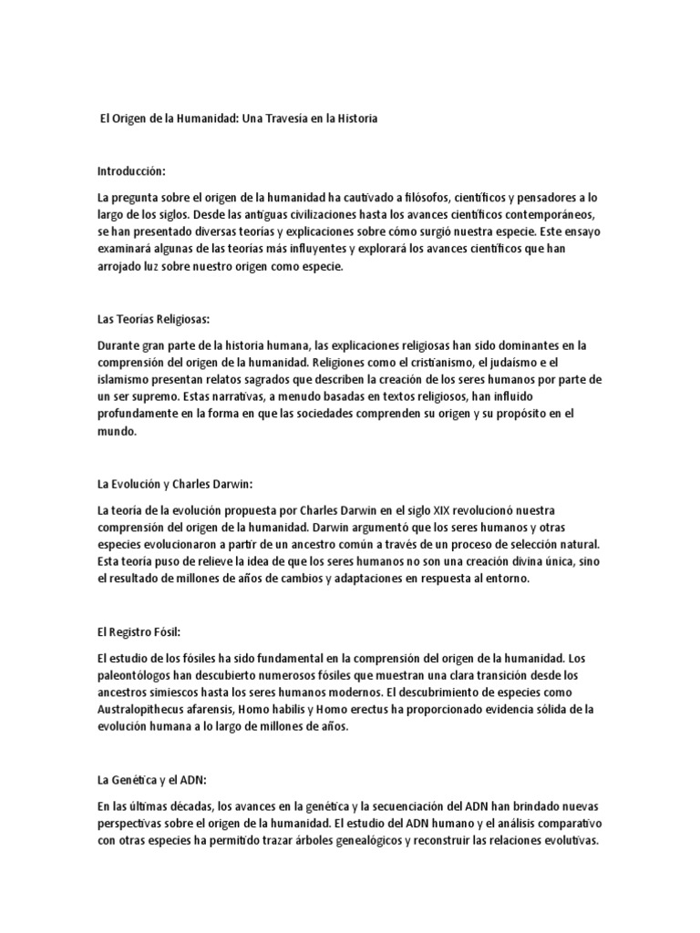 Teorías sobre el Origen de la Humanidad | PDF | Evolución | Homo Sapiens
