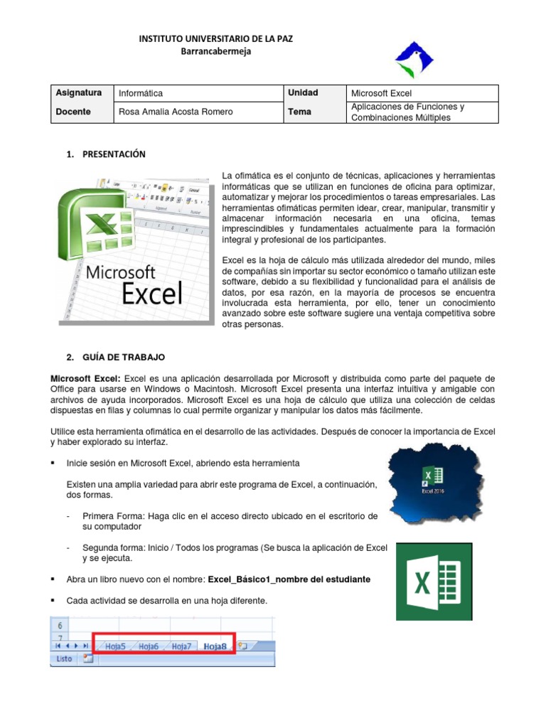 Taller de Excel Básico: Funciones y Actividades | PDF | Microsoft Excel ...