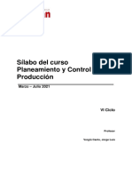 Sílabo Del Curso Planeamiento y Control de La Producción: Marzo - Julio 2021