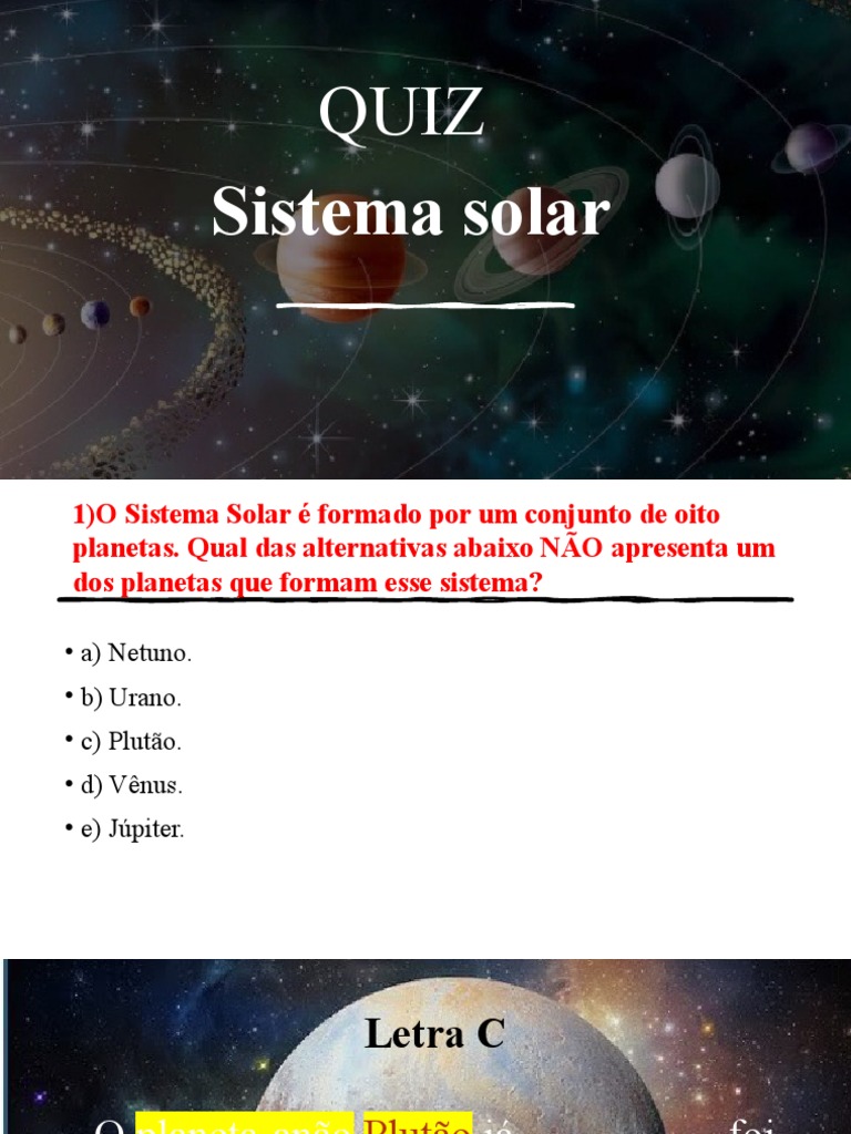 Quiz sobre o Sistema Solar | PDF | Ciências e Matemática