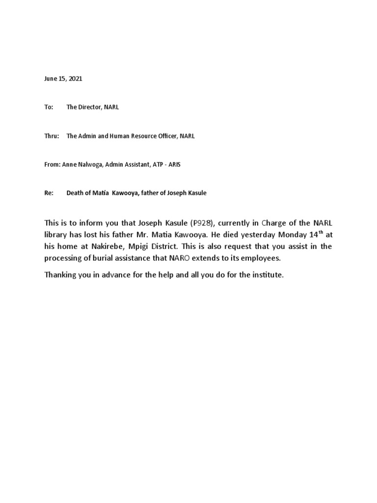 Death Announcement of JK's Father PDF