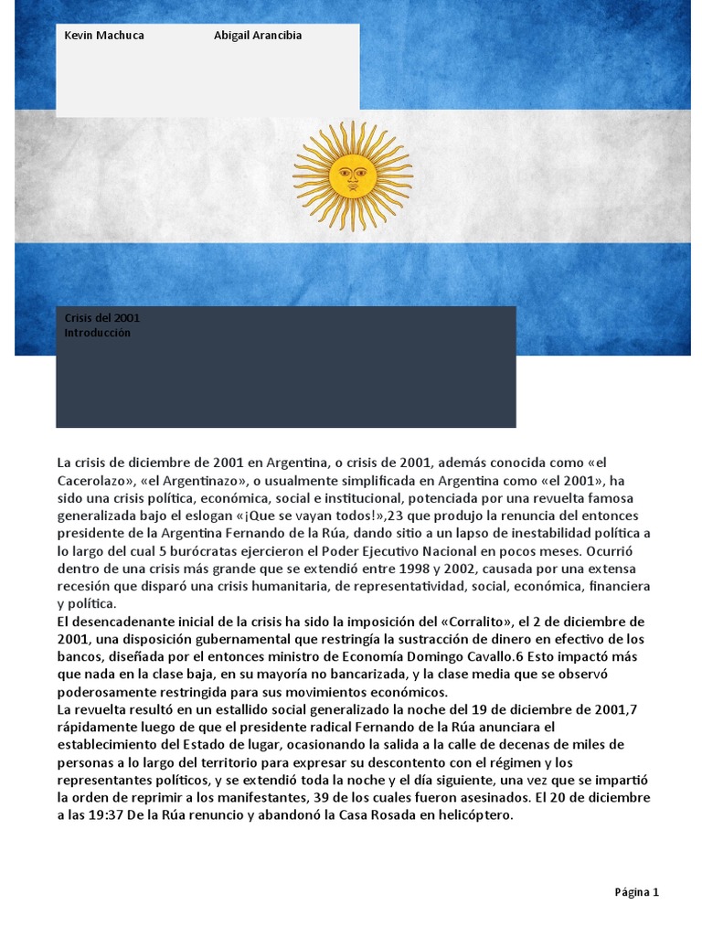 Crisis del 2001 y el Corralito en Argentina | PDF
