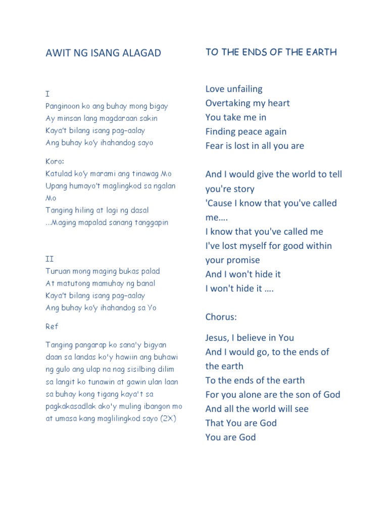 Awit NG Isang Alagad | PDF | Poetry