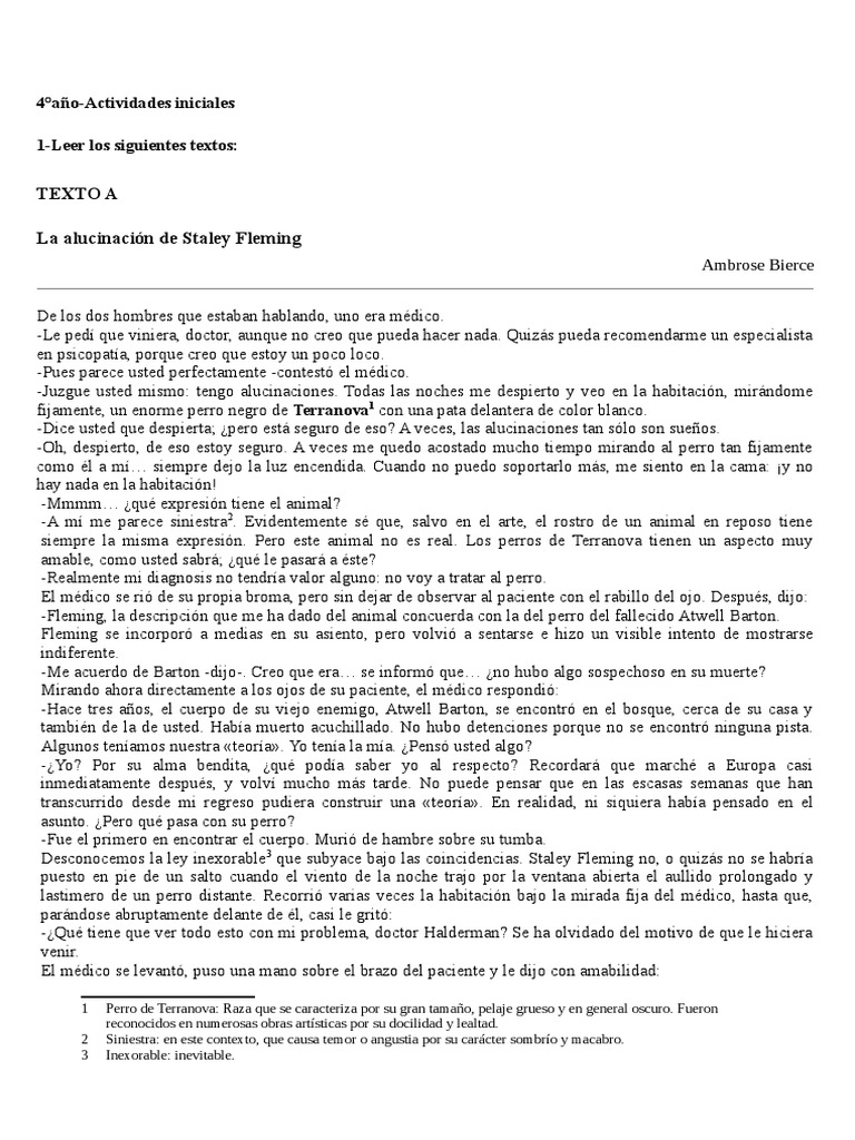 Cuento De Terror La Alucinacion De S Feleming Odt Pdf