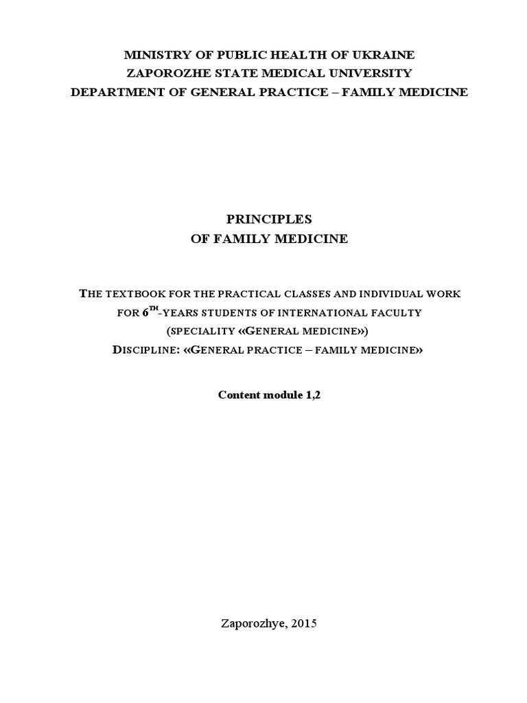 Principles of Family Medicine Textbook | PDF