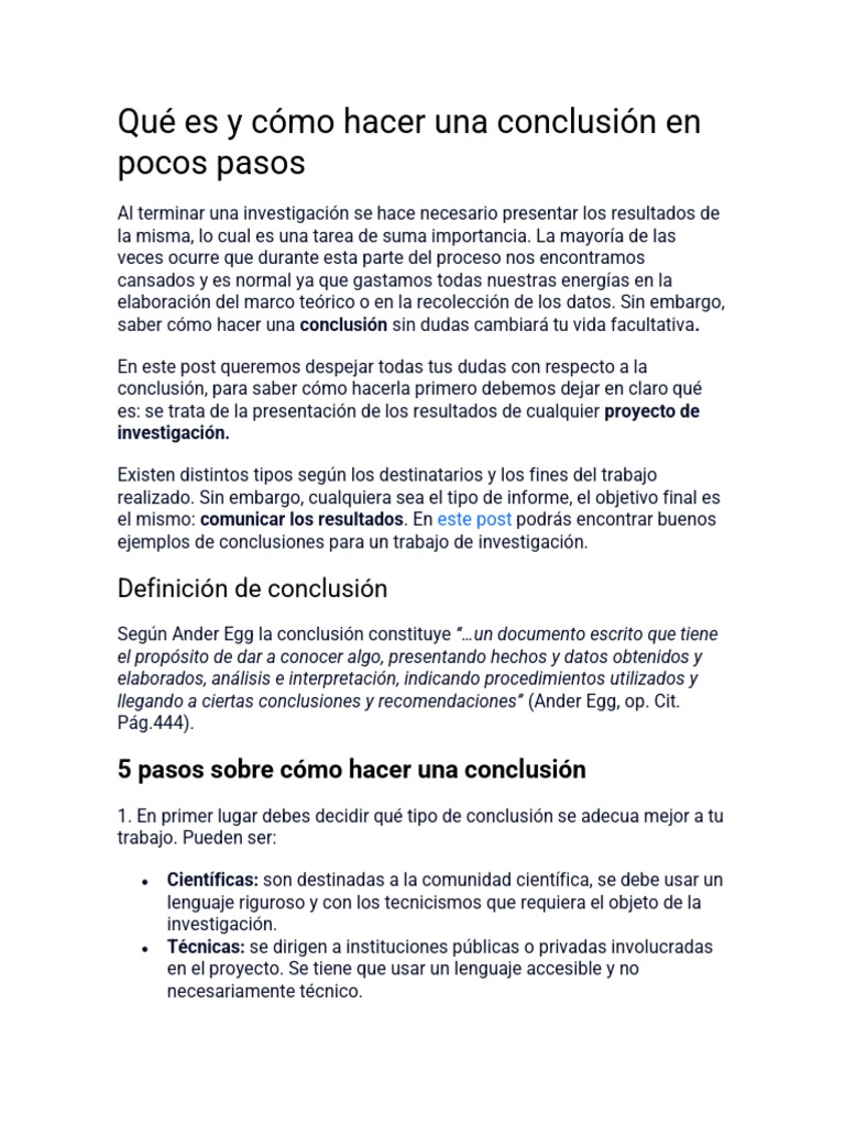 Como Hacer Una Conclusión | PDF