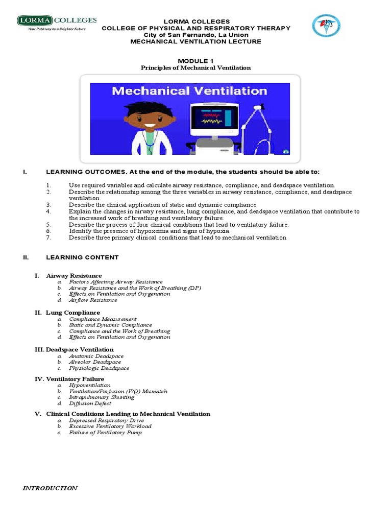 Module 1 Mechanical Ventilation PDF