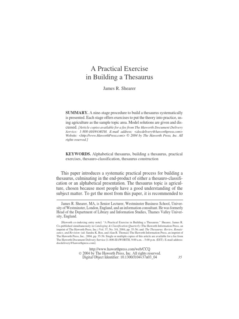 Practical exercise in building a thesaurus.pdf PDF