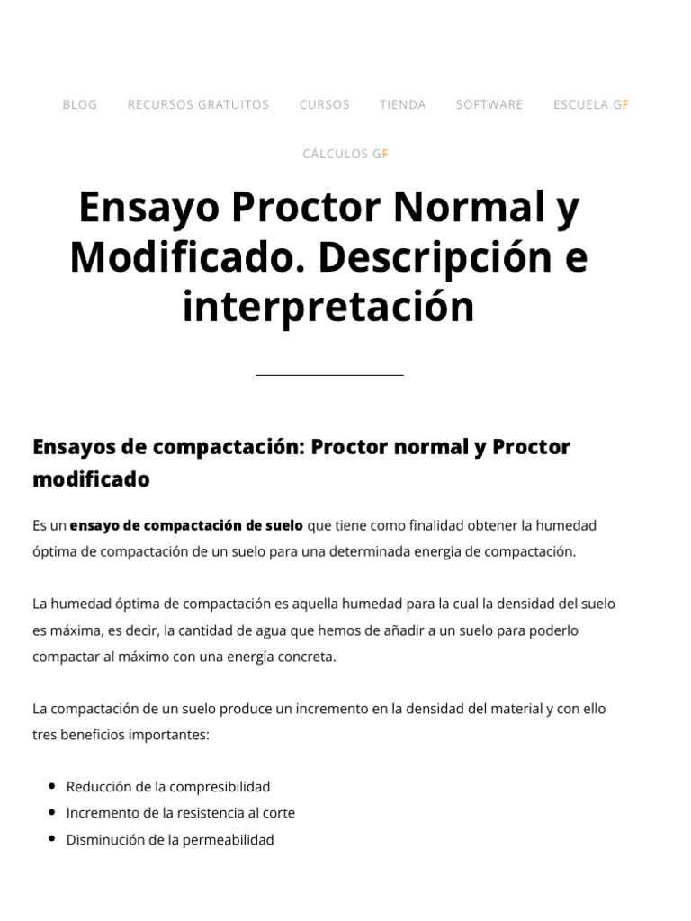Ensayo Proctor Normal y Modificado. Descripción e Interpretación PDF ...