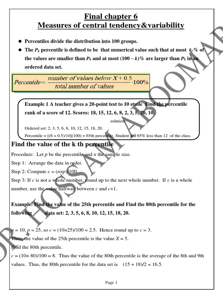 Central Tendency and Variability Measures | PDF