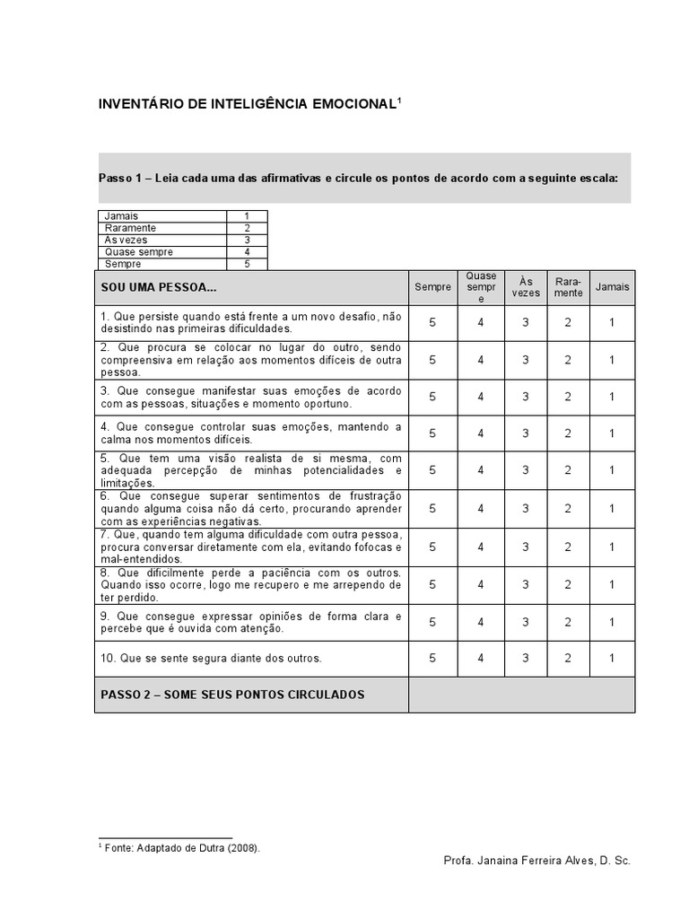 Inventário de Inteligência Emocional | PDF