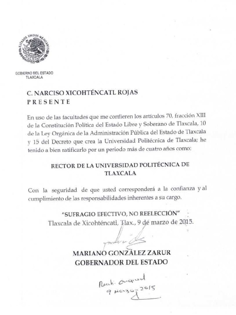 Nombramiento Rector Uptlax | PDF