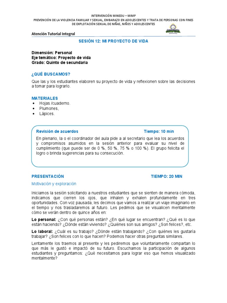 Proyecto de Vida: Taller para Estudiantes | PDF | Relaciones personales ...