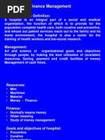 Finance Management: Hospital: - WHO Definition