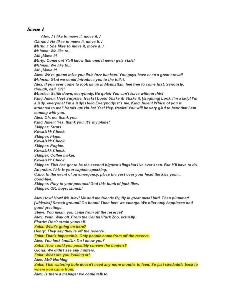 Madagascar 2 Script Excerpts | PDF