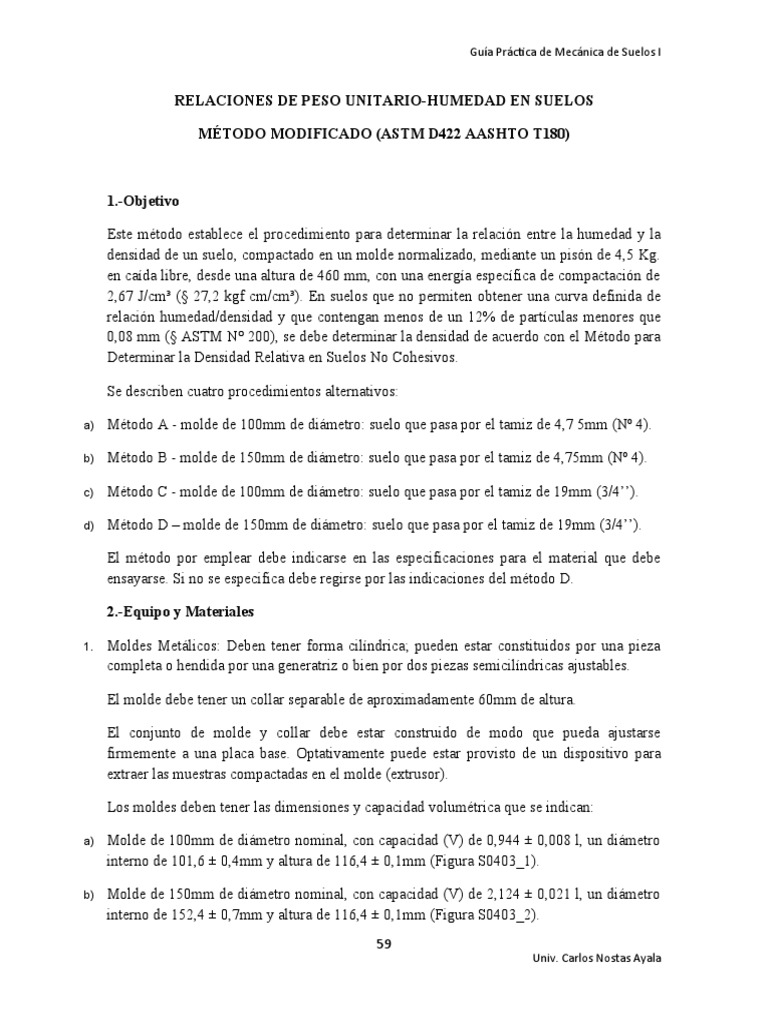 10.proctor T-180 | PDF | Densidad | Mecánica de suelos