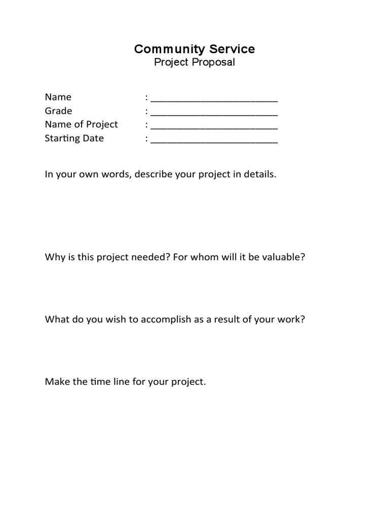 Community Service Proposal Example