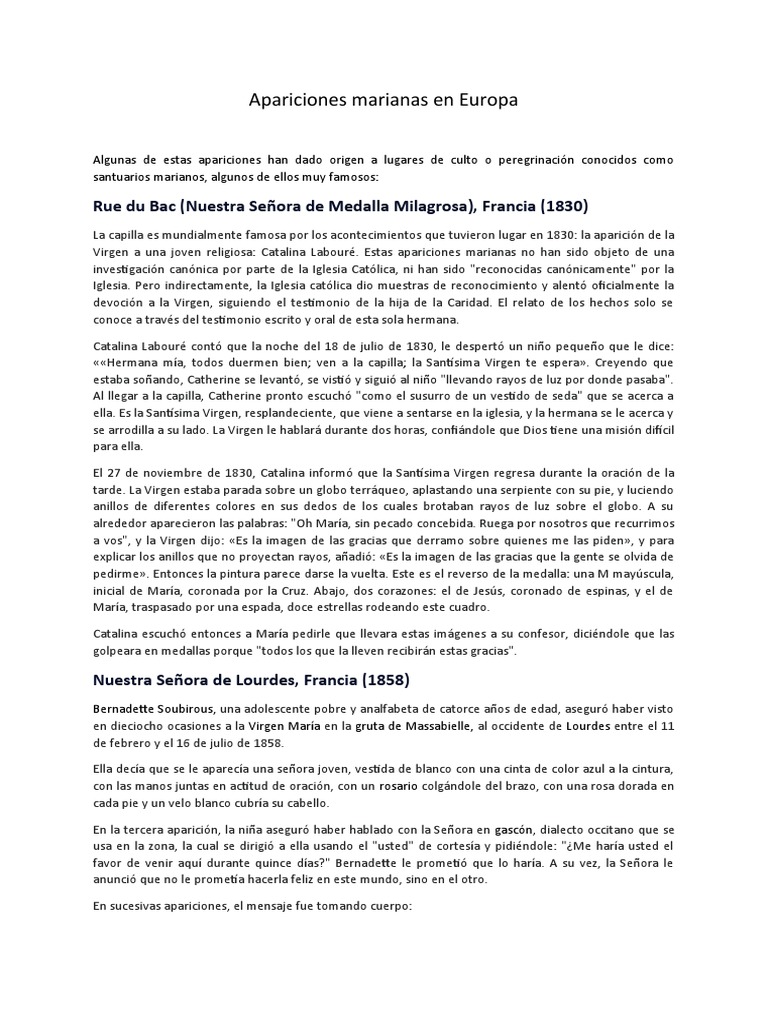 Apariciones Marianas en Europa | PDF