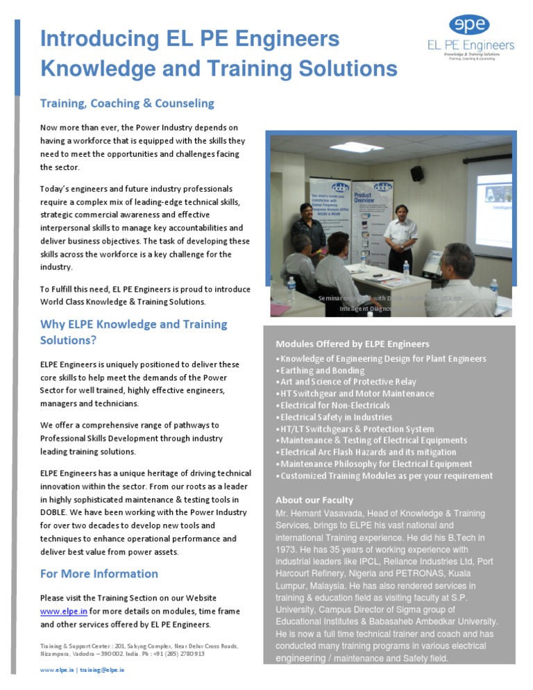 ELPE Engineers: Training for Power Sector | PDF | Engineering | Science ...