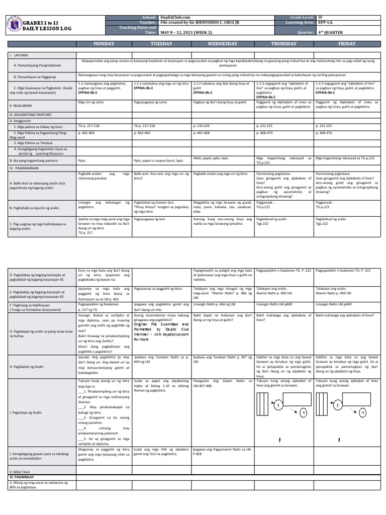 DLL - Epp 4 - Q4 - W2 | PDF