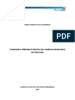 Nome Completo Do Acadêmico: Atividade Ii: Preparo E Prática de 4 Eventos de Estágio em Teologia