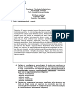 Caso para Estudo e Questões Discursiva Da Avaliação 1º Bim Unieduk de Teorias em Psicologia - Behaviorismo 2022 PDF