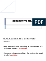 DESCRIPTIVE STATISTICS PARAMETERS