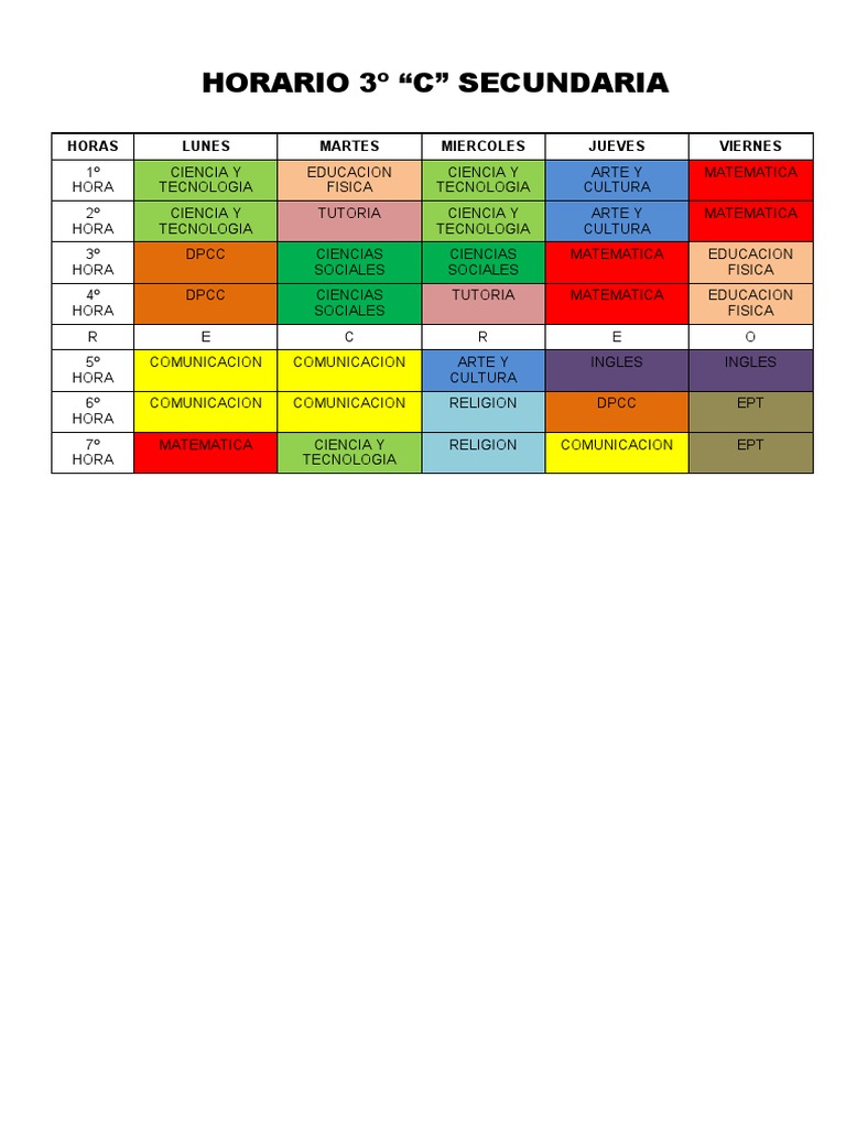 Horario 3 de Secundaria | PDF