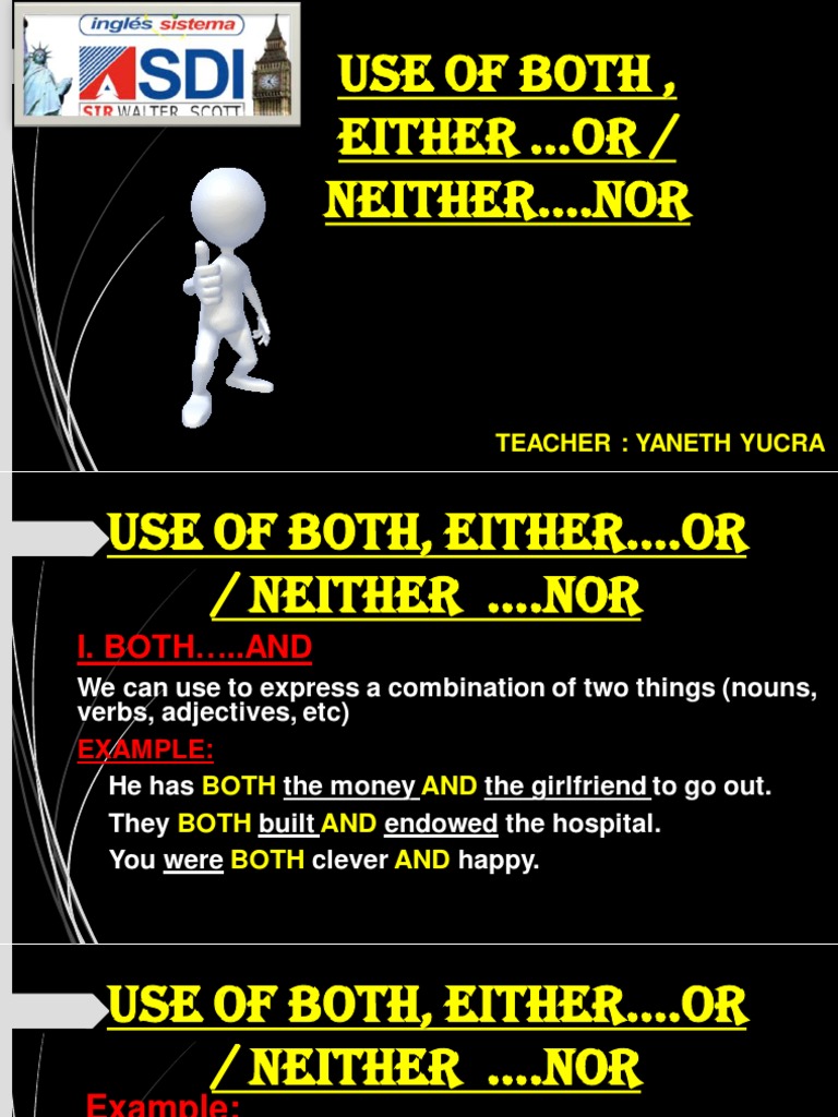 Use of Both, Either, Neither, Nor and So PDF | PDF